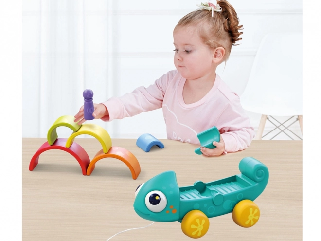 Puzzle arc-en-ciel Caméléon Montessori 18m+