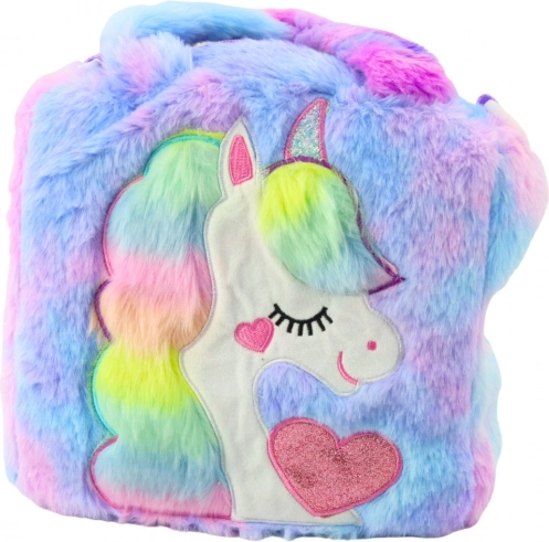 Sac à main en peluche coloré avec licorne