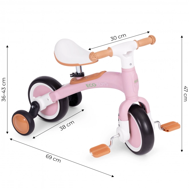 Vélo d'équilibre avec pédales - roues latérales d'entraînement 3 en 1 ECOTOYS