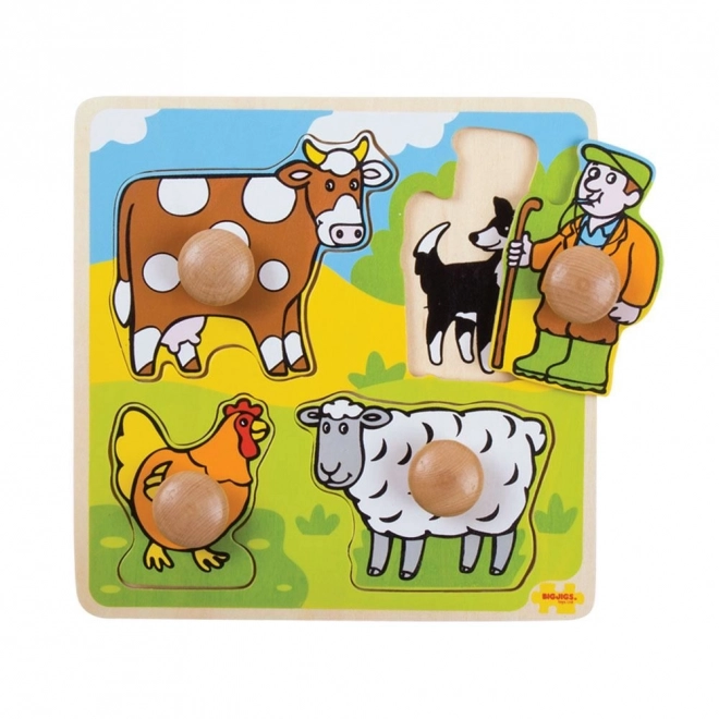 Puzzle éducatif Bigjigs Toys à formes et couleurs de ferme