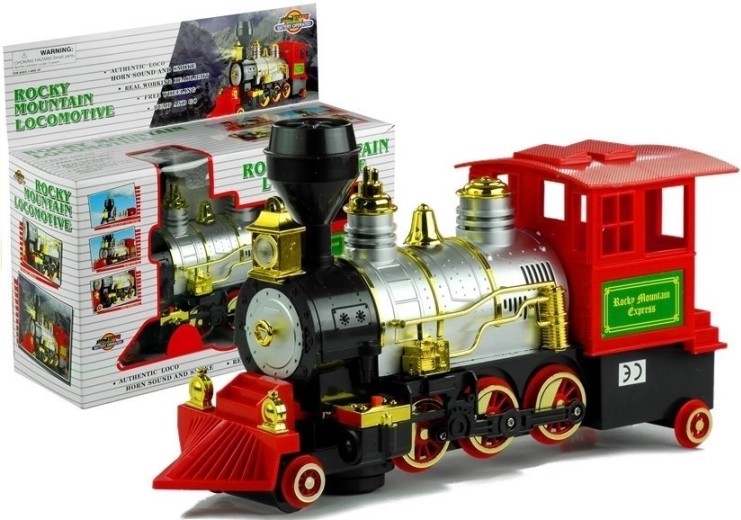 Grand train à piles avec locomotive et effets sonores