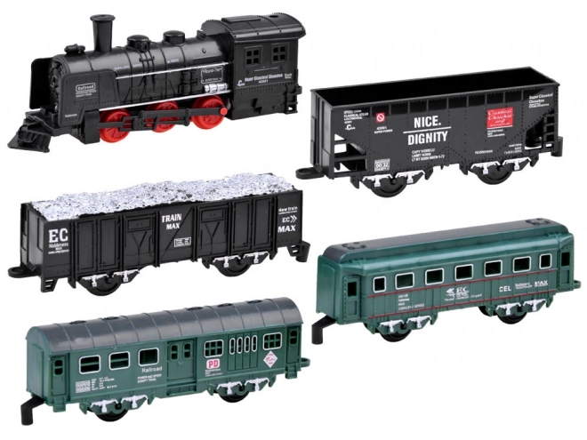 Chemin de fer électrique avec locomotive et wagons