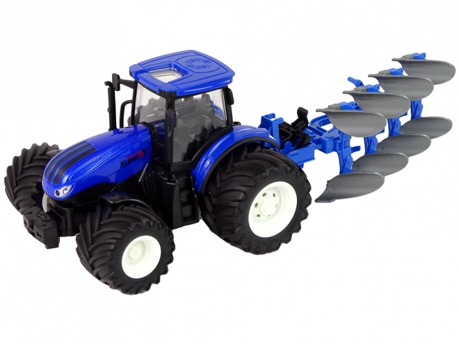 Tracteur radiocommandé 1:24 Charrue bleue en métal