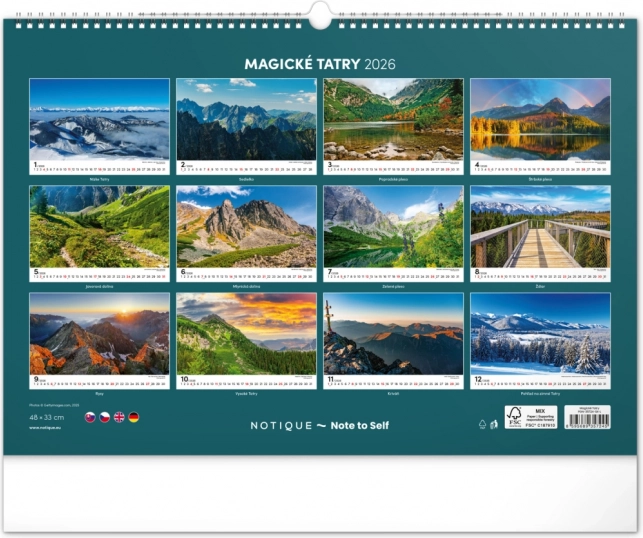 Calendrier mural Magiques Tatras 2026