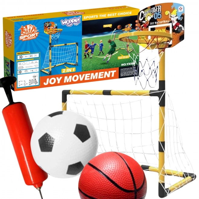 Woopie ensemble sportif 2-en-1 panier de basket et but de football