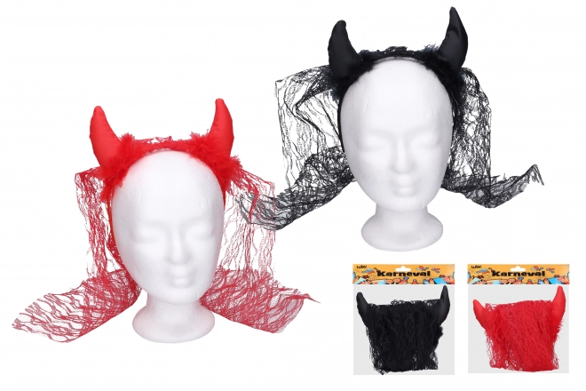 Coiffe cornes de diable avec voile