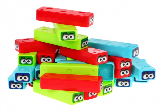 Mini jeu d'arcade Jenga pour enfants 3+ Construction de tours + 30 blocs colorés + dés
