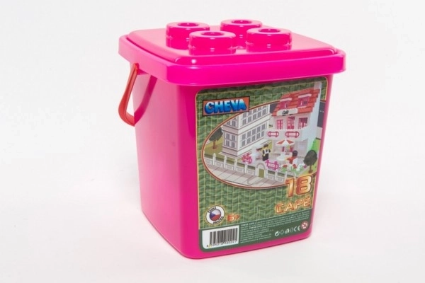 Jeu de construction Cheva 18 Pâtisserie en plastique 215 pièces dans un seau 17x22x17cm