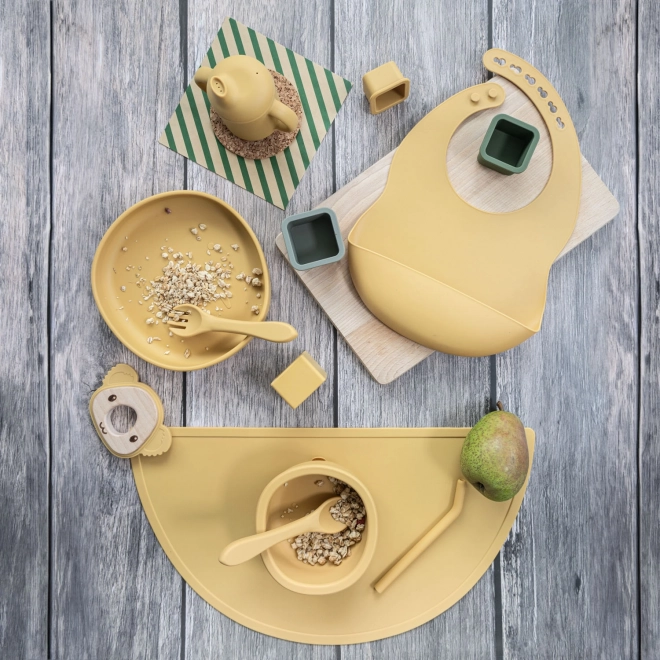 Bavoir en silicone, Sable Beige