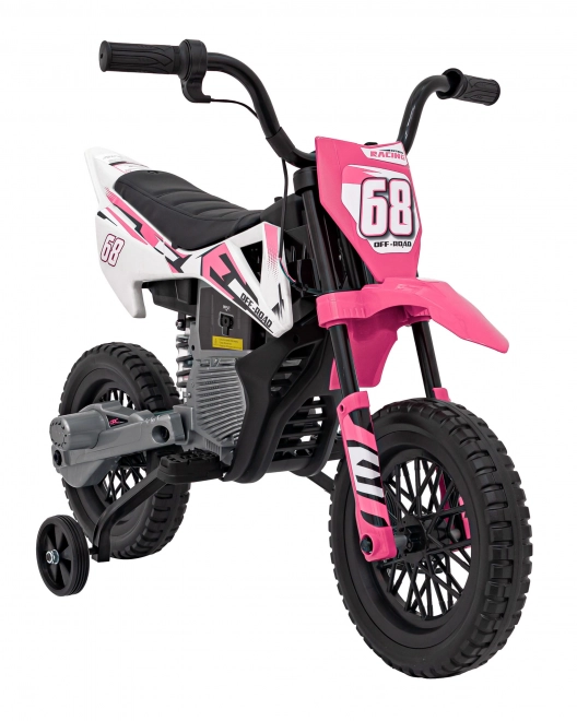 Moto électrique pour enfants rose avec panneau audio et fonction de démarrage libre