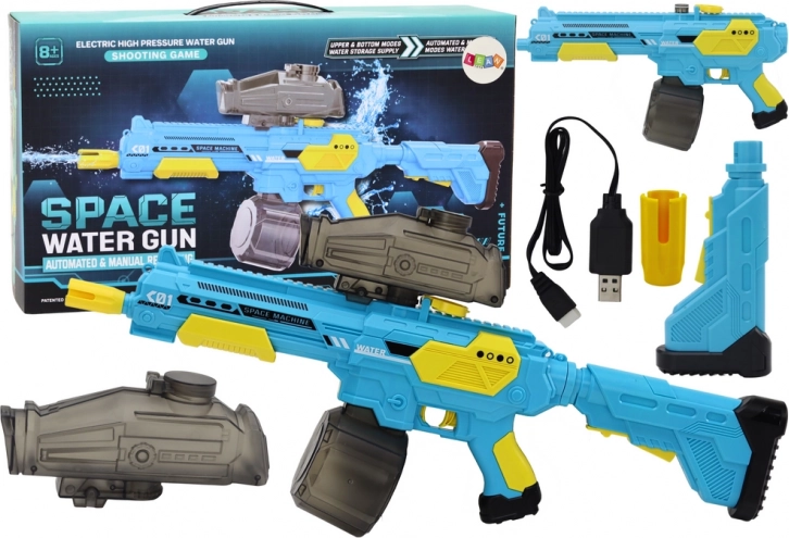 Pistolet à eau rechargeable M416, bleu‑jaune