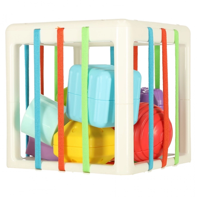 Cube sensoriel flexible avec blocs puzzle carrés et trieur de formes