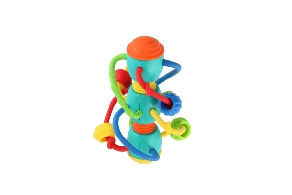 Hochet/anneau de dentition spirale avec billes plastique 16x10cm dans boîte 17x20x10cm 6m+