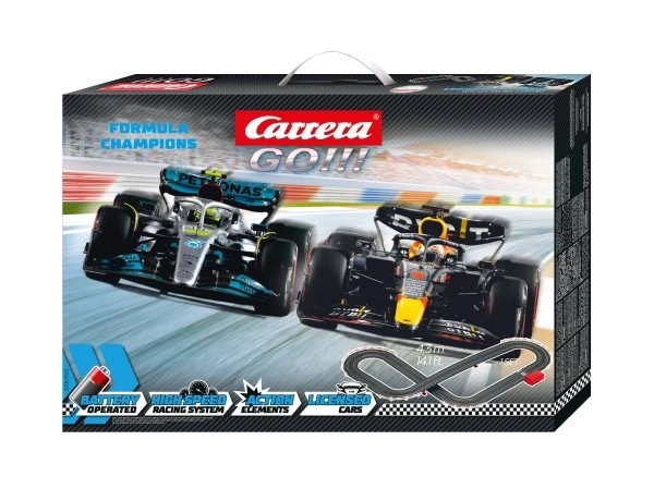 Circuit Carrera GO!!! 63518 F1 4,3m + 2 voitures à piles dans une boîte 54x36x7cm