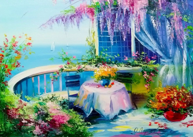 Puzzle Balcon Fleuri 1000 pièces