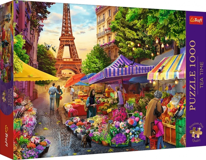 TREFL Puzzle Premium Plus Tea Time : Marché aux fleurs 1000 pièces