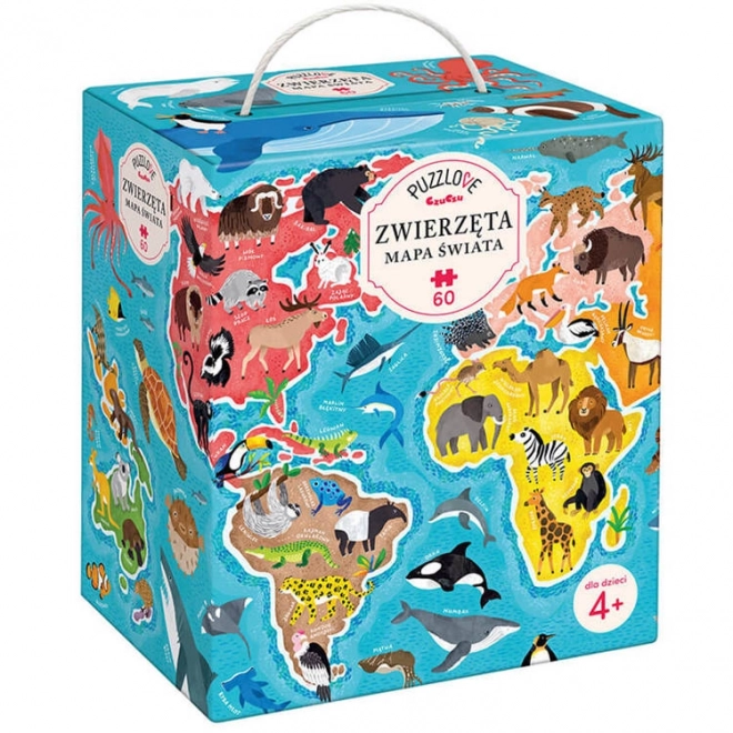 Puzzle 60 pièces Puzzlove - Carte du monde Animaux
