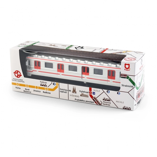 Métro pragois métal 16cm à rétrofriction en boîte 19,5x7x6cm
