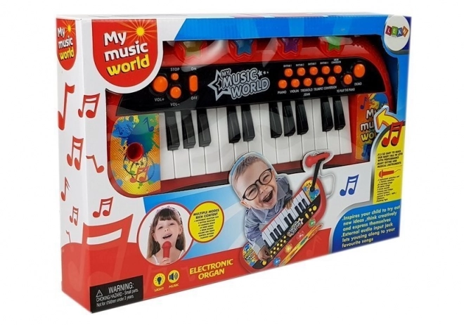 Pianinko Clavier 24 touches Microphone USB rouge