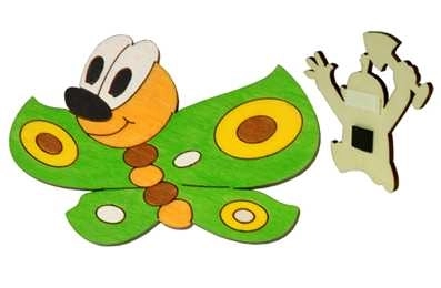 DoDo Magnet décoratif en bois papillon vert