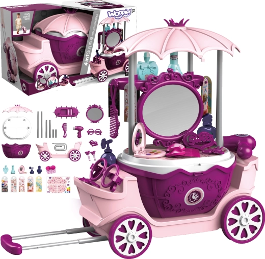 Woopie coiffeuse portable pour enfants 4‑en‑1 à roulettes, 31 accessoires