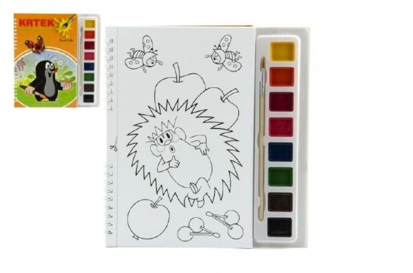Livre à colorier Krtek avec aquarelles et pinceau