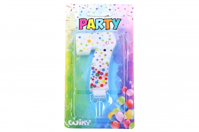 Bougie de fête chiffre 7 à pois