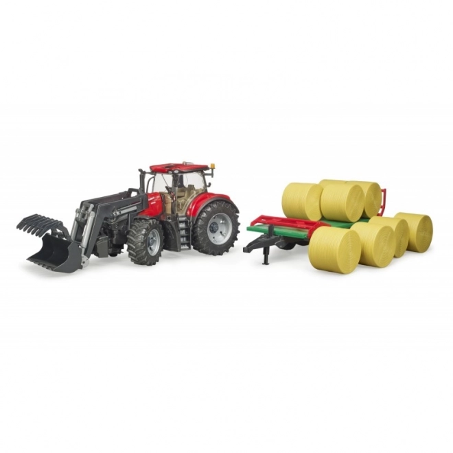 Tracteur Bruder Case IH Optum 300 CVX avec chargeur frontal et transporteur à balles