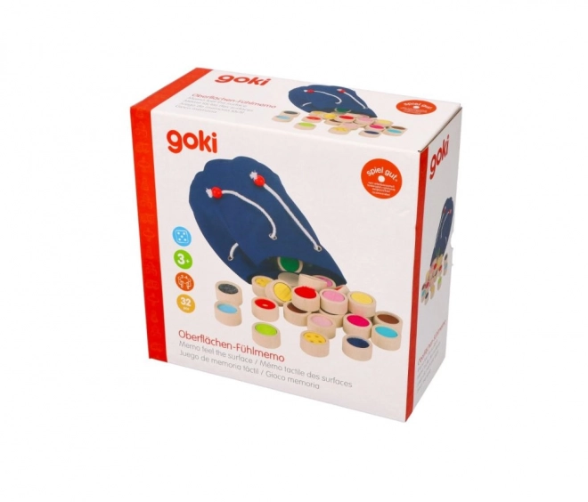 Goki Jeu tactile II – différentes surfaces dans un sac en coton - 32 pièces
