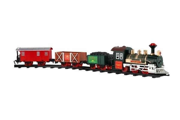 Train + 3 wagons avec rails 8 pcs à piles avec son et lumière en boîte 41x28x6cm