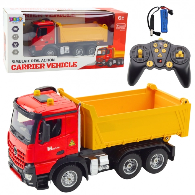 Modèle miroir camion-benne RC en jaune et rouge