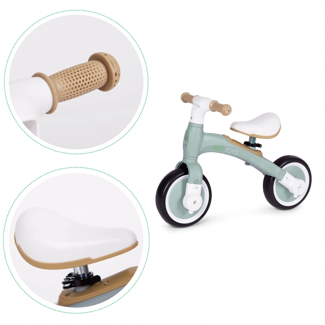 Vélo d'équilibre avec pédales - roues latérales d'entraînement 3 en 1 ECOTOYS – Vert