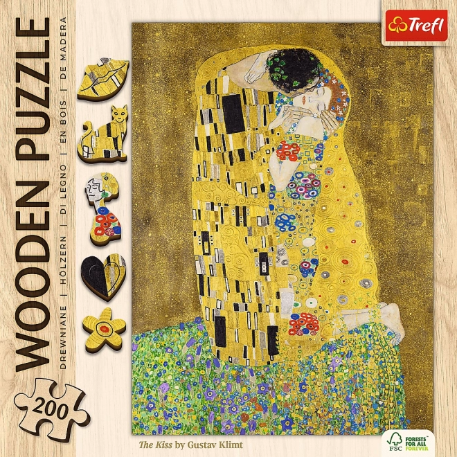 Puzzle en bois Gustav Klimt - Le Baiser 200 pièces