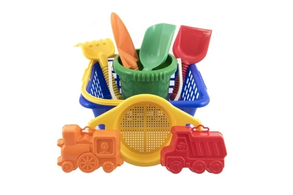 Ensemble panier - 2 moules à gâteau râteau pelle tamis seau panier d'achat plastique 12m+