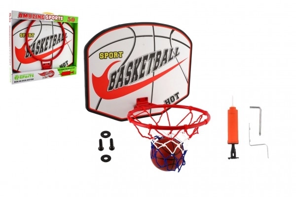 Ensemble de basket avec panneau en bois et ballon