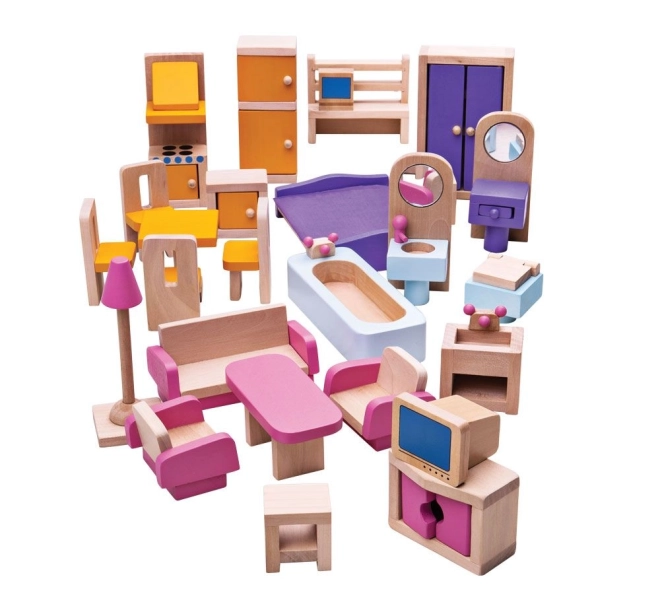 Mobilier en bois pour maison de poupées