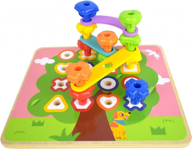 Tableau multifonctionnel Tooky Toy avec des vis colorées pour l'apprentissage des formes