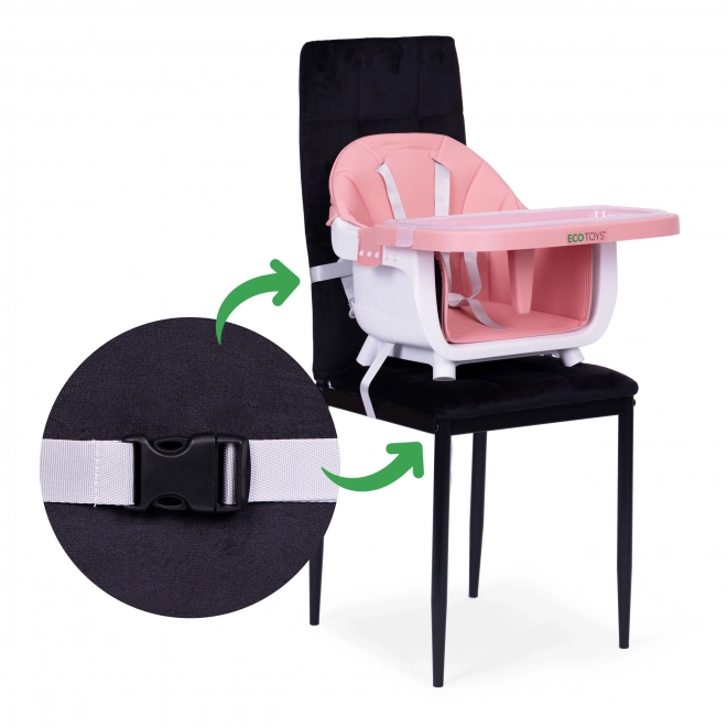 Chaise haute bébé 2en1 rose ECOTOYS