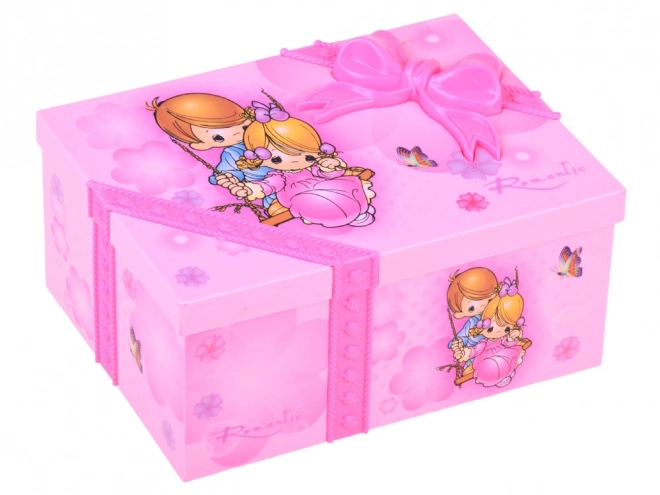 Boîte à bijoux rose avec boîte à musique pour petites filles