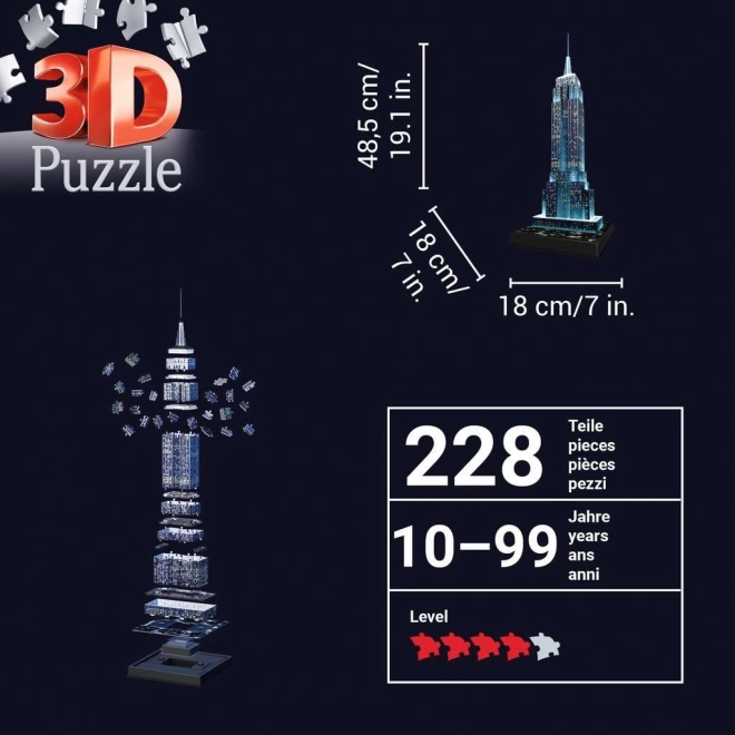 RAVENSBURGER Puzzle 3D Lumineux Édition Nocturne Empire State Building 216 pièces
