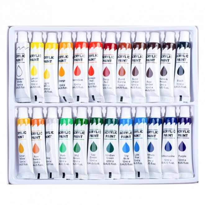 Set de peintures acryliques artistiques 24×12 ml en tubes – richement pigmentées