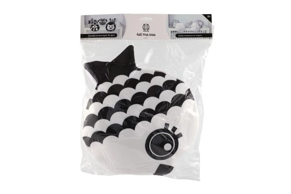 Coussin en peluche 35x30cm noir et blanc en sac 0+