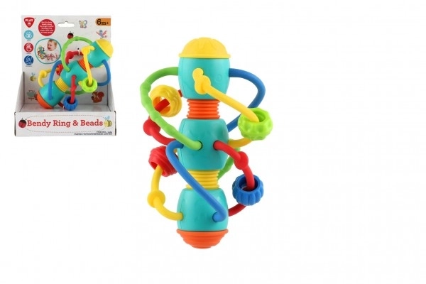Hochet/anneau de dentition spirale avec billes plastique 16x10cm dans boîte 17x20x10cm 6m+