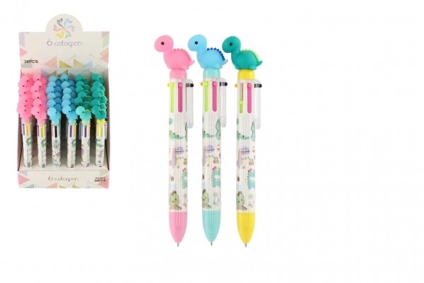 Stylo six couleurs avec motif dinosaure