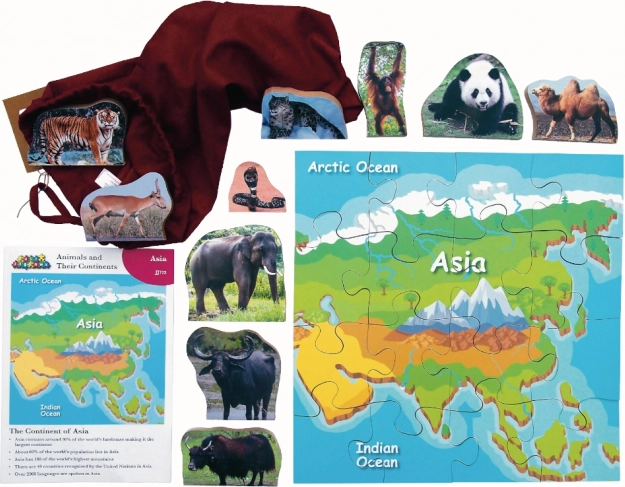 Puzzle en bois Asie et ses animaux 16 pièces