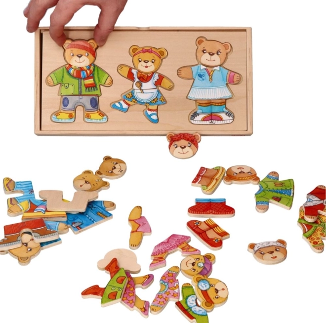 Famille d'Ours à Habiller - Puzzle en Bois