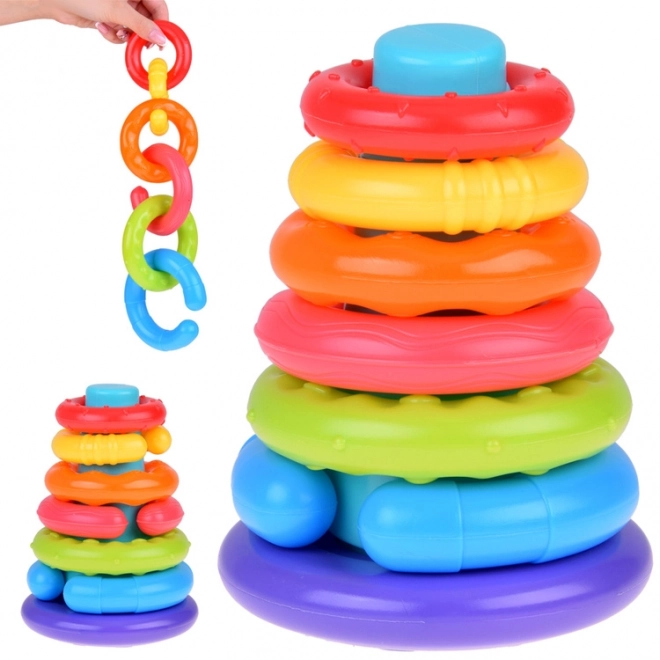 Pyramide sensorielle anneaux colorés pour enfants