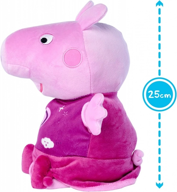 Peppa Pig 2 en 1 peluche doudou, musical + lumineux, rose, 25 cm