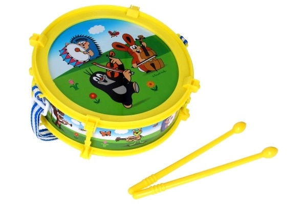 Krtek/Krteček tambourin plastique 20cm + 2 baguettes en boîte