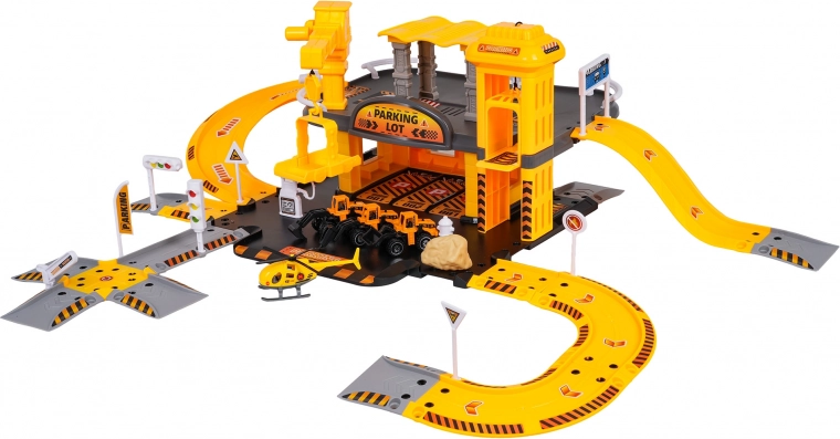 Parking à deux étages avec zone de chantier